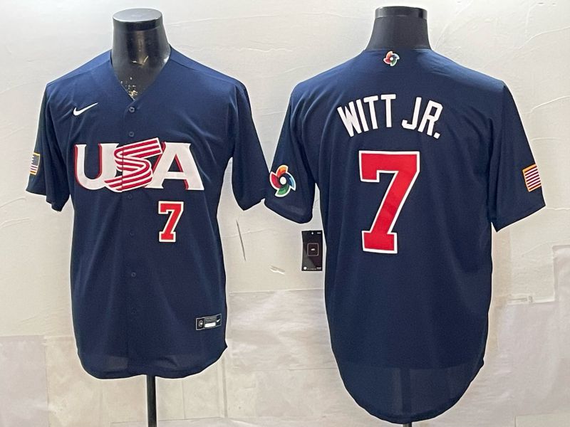 Men 2026 World Cub USA #7 Witt jr blue Nike MLB Jersey style 02